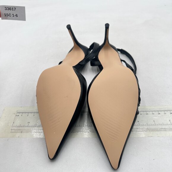 miss left Black High Heel Slingback Sandal Pointed Toe Slip on Prom Evening Shoe - Picture 7 of 8